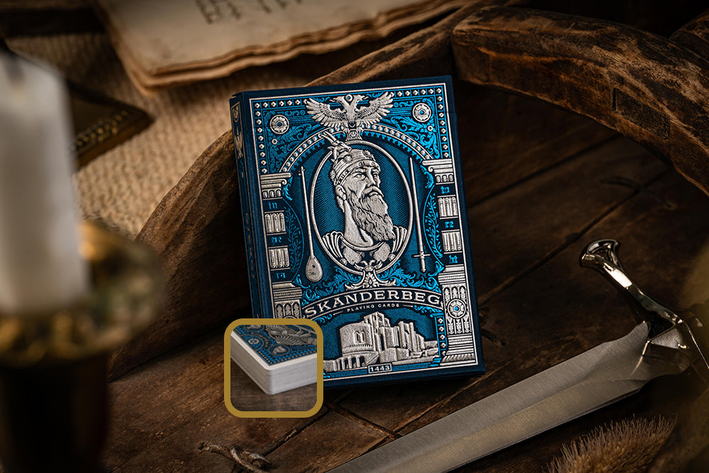 Custom Playing Cards: Skanderbeg of Albania Blue & Silver Standard Deck