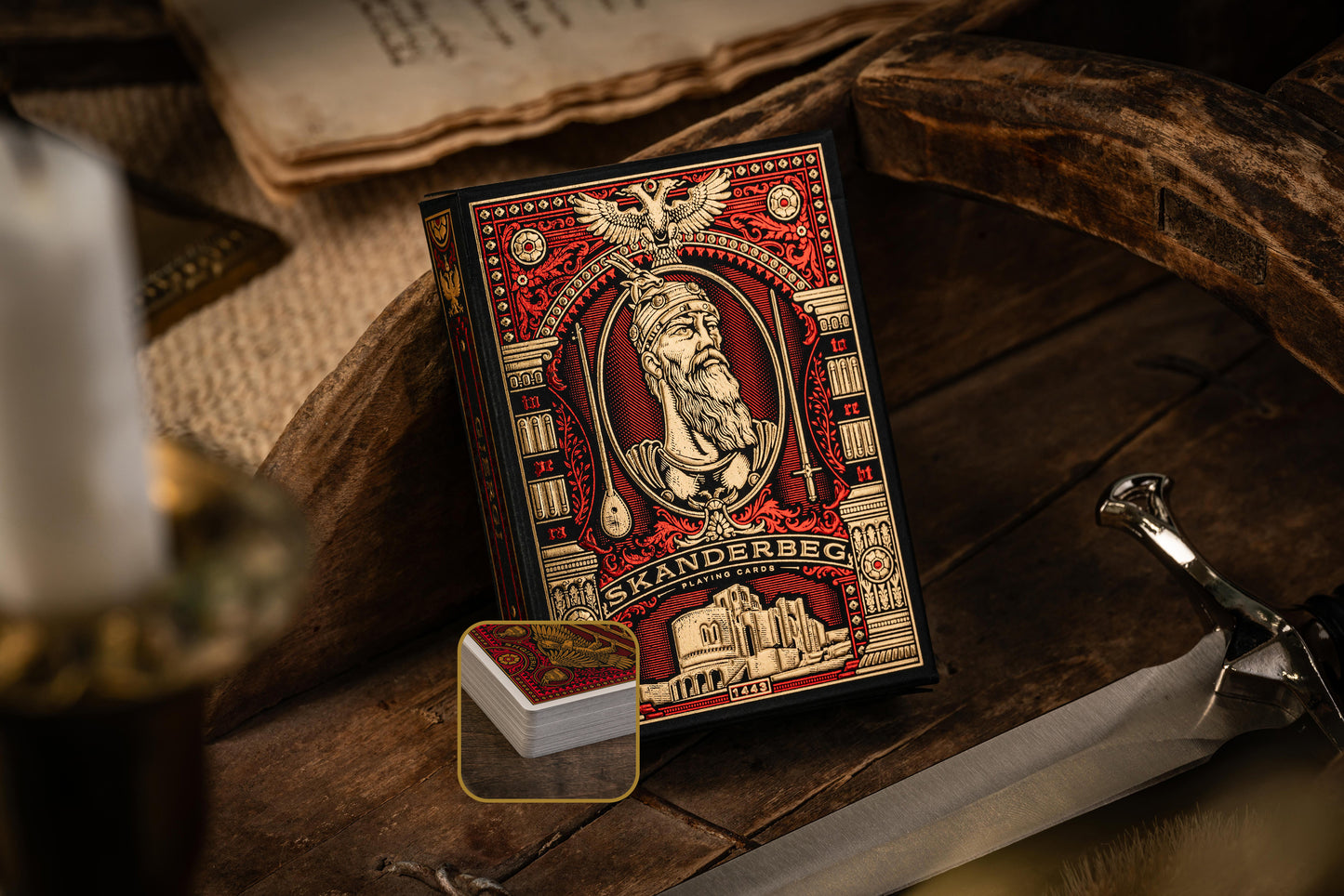 Custom Playing Cards: Skanderbeg of Albania Red & Gold Standard Deck