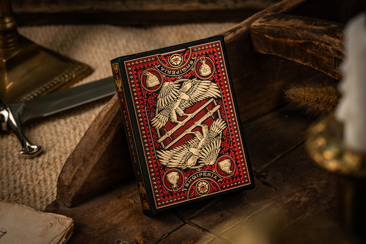 Custom Playing Cards: Skanderbeg of Albania Red & Gold Foiled Gilded Deck