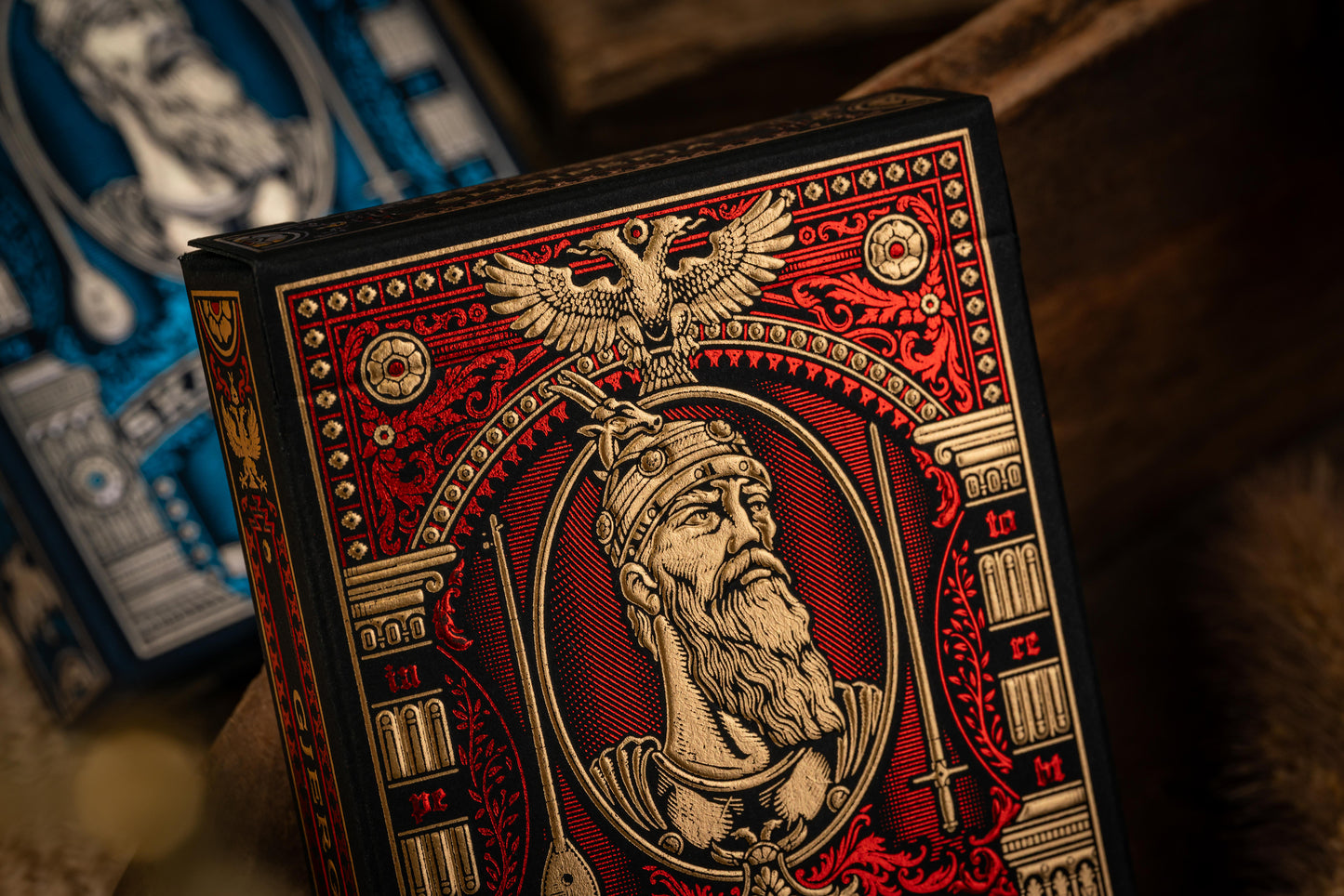 Custom Playing Cards: Skanderbeg of Albania Red & Gold Foiled Gilded Deck