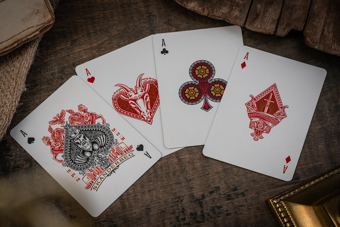 Custom Playing Cards: Skanderbeg of Albania Red & Gold Foiled Gilded Deck