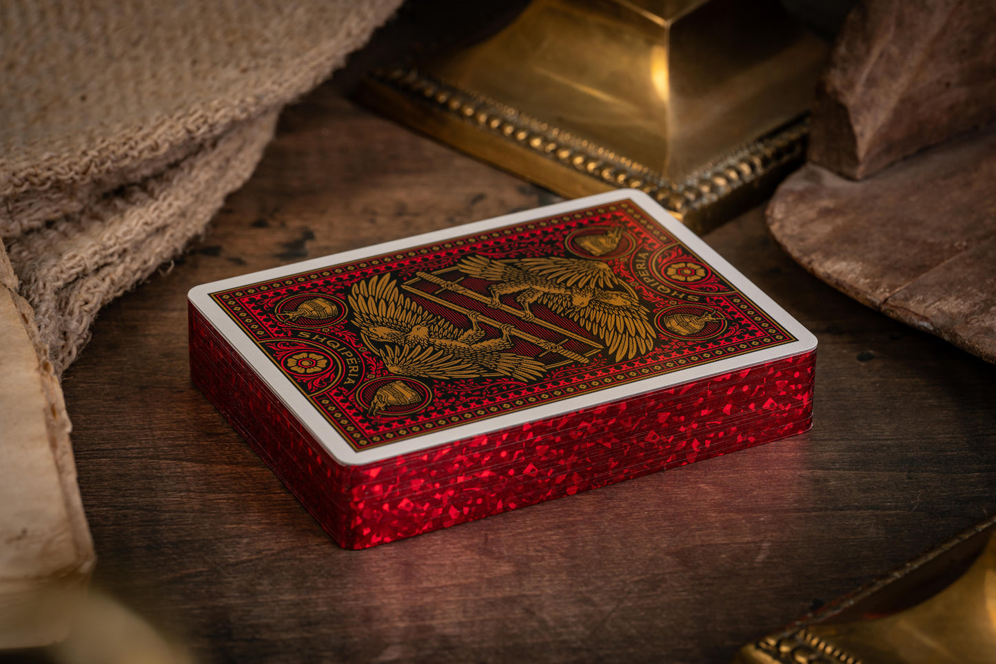 Custom Playing Cards: Skanderbeg of Albania Red & Gold Foiled Gilded Deck