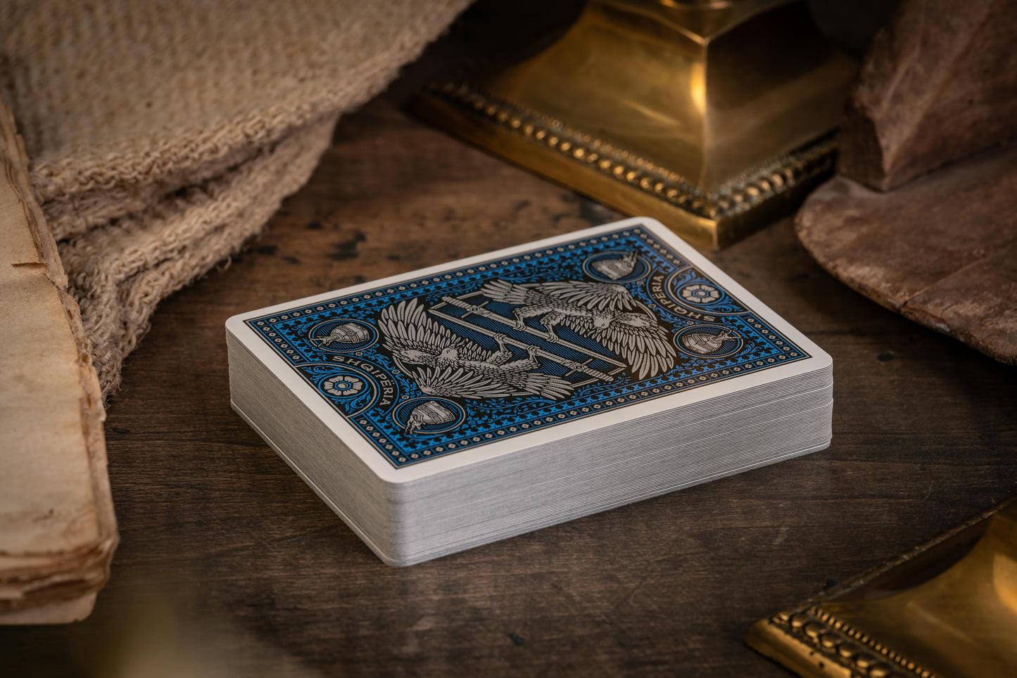 Custom Playing Cards: Skanderbeg of Albania Blue & Silver Standard Deck