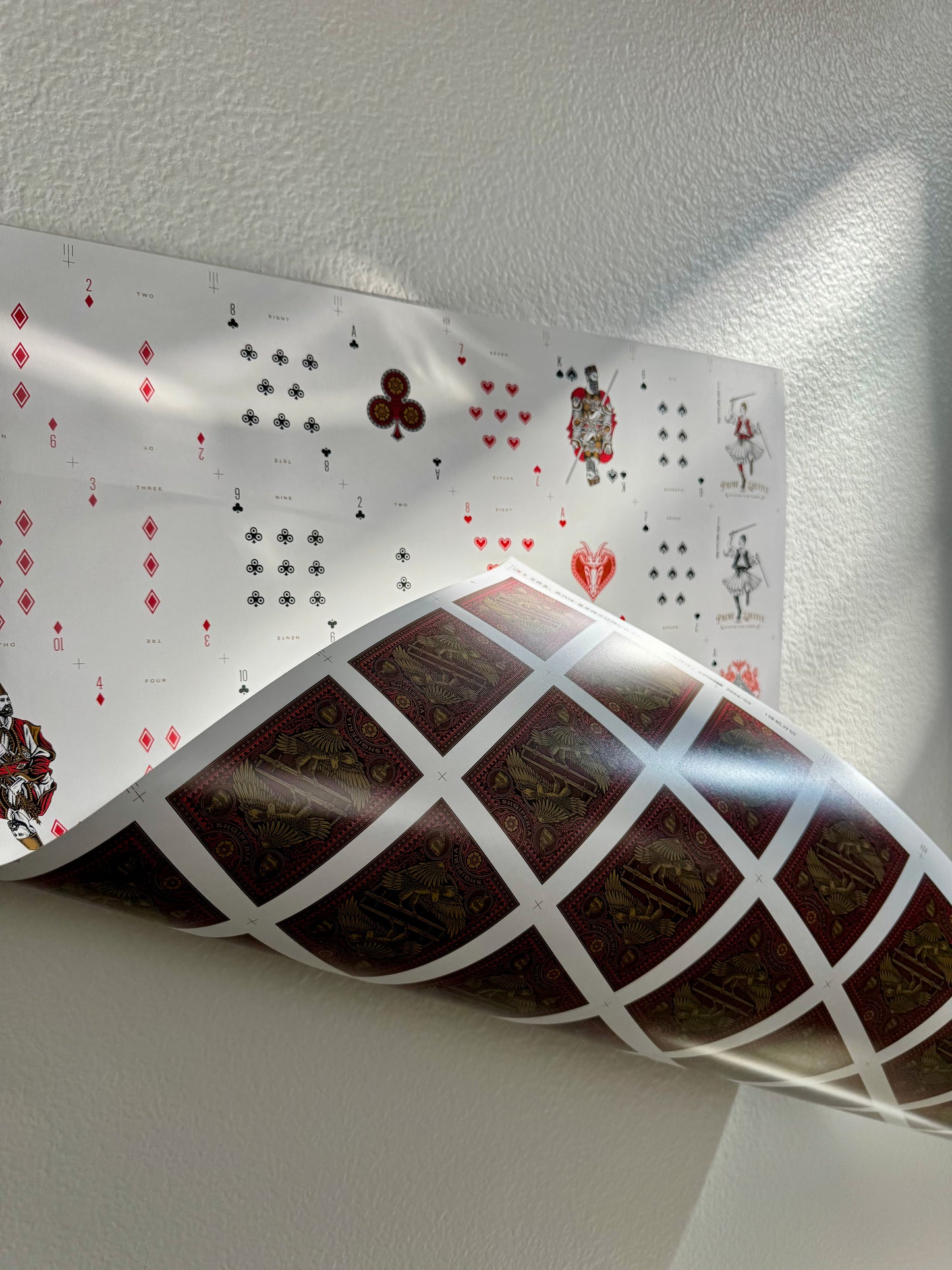 Playing Cards Uncut Sheet: Custom Red and Gold Warrior Theme Art History