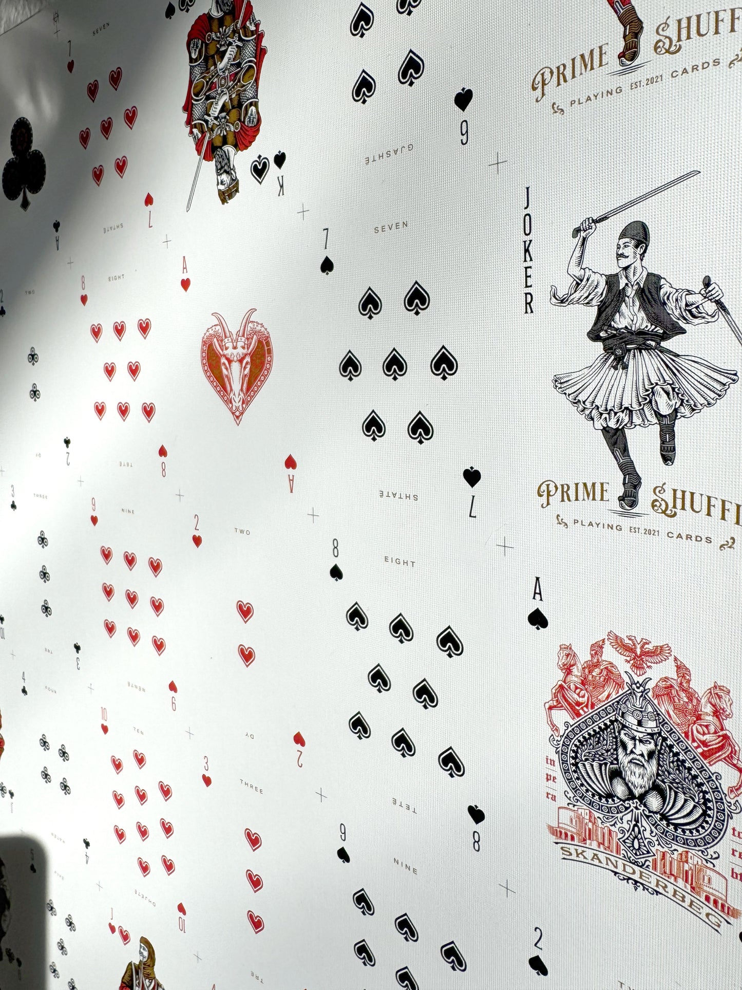 Playing Cards Uncut Sheet: Custom Red and Gold Warrior Theme Art History