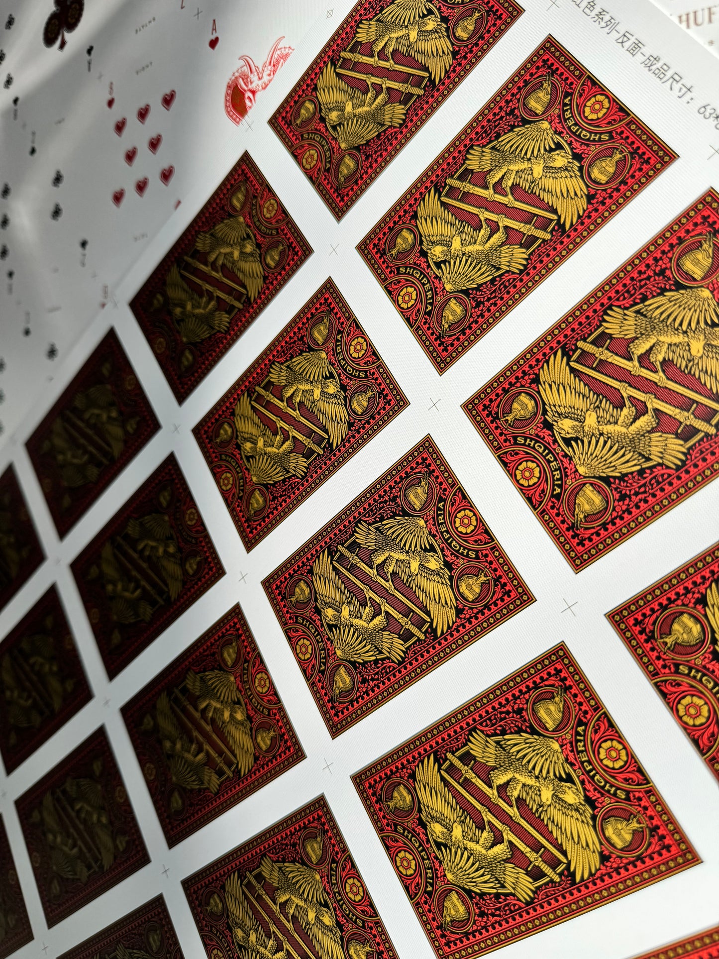 Playing Cards Uncut Sheet: Custom Red and Gold Warrior Theme Art History