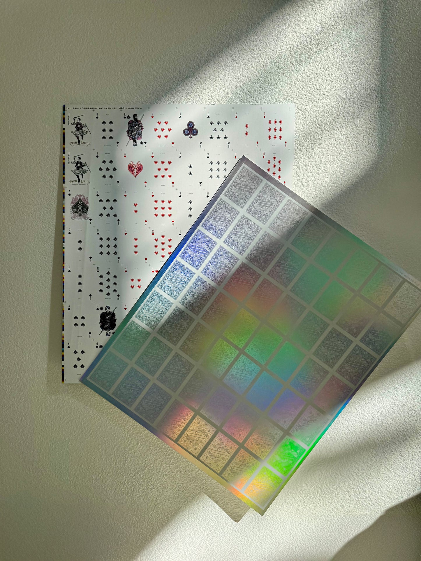 Playing Cards Uncut Sheet: Custom Holographic Warrior Theme Art History