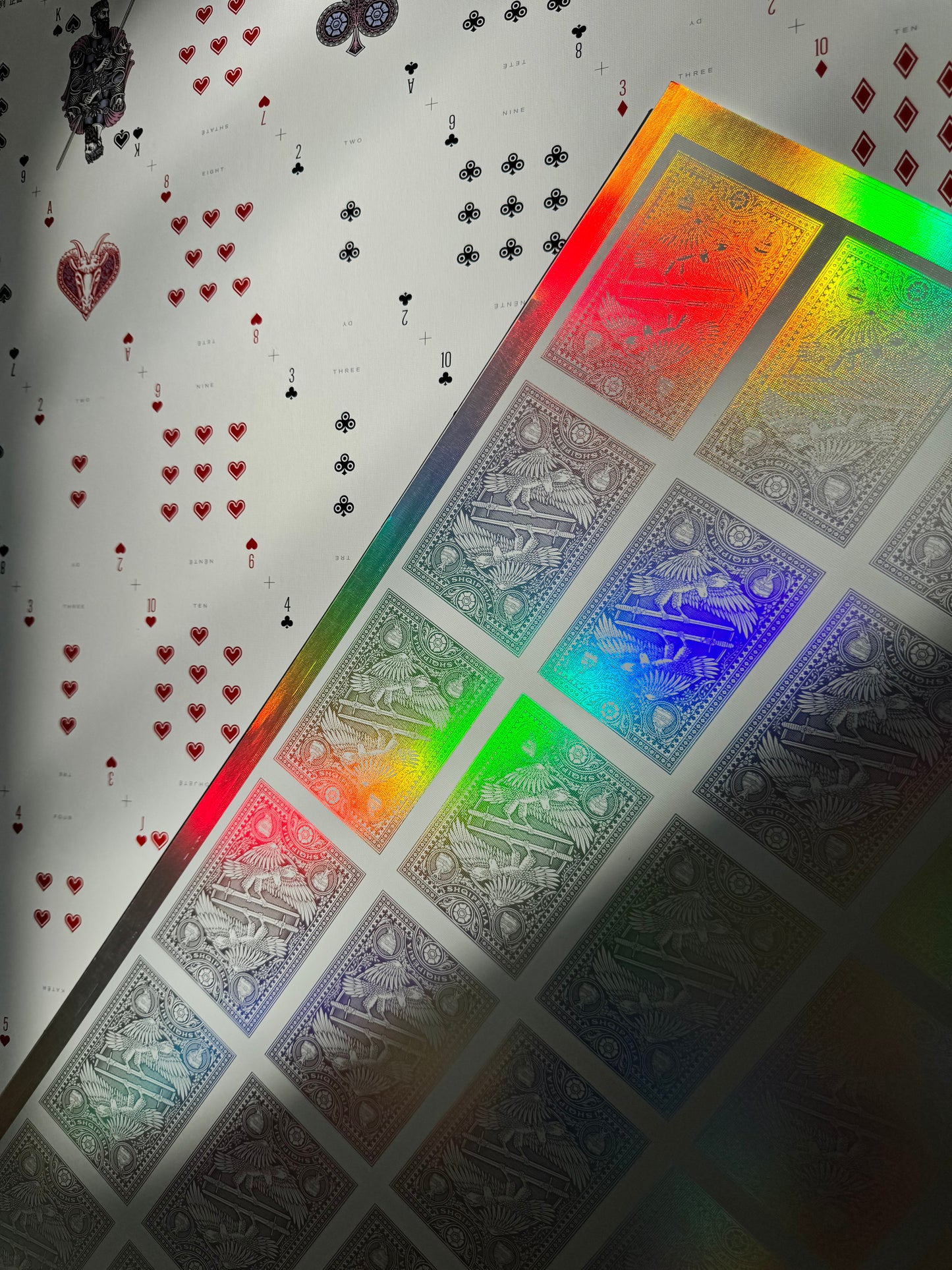 Playing Cards Uncut Sheet: Custom Holographic Warrior Theme Art History
