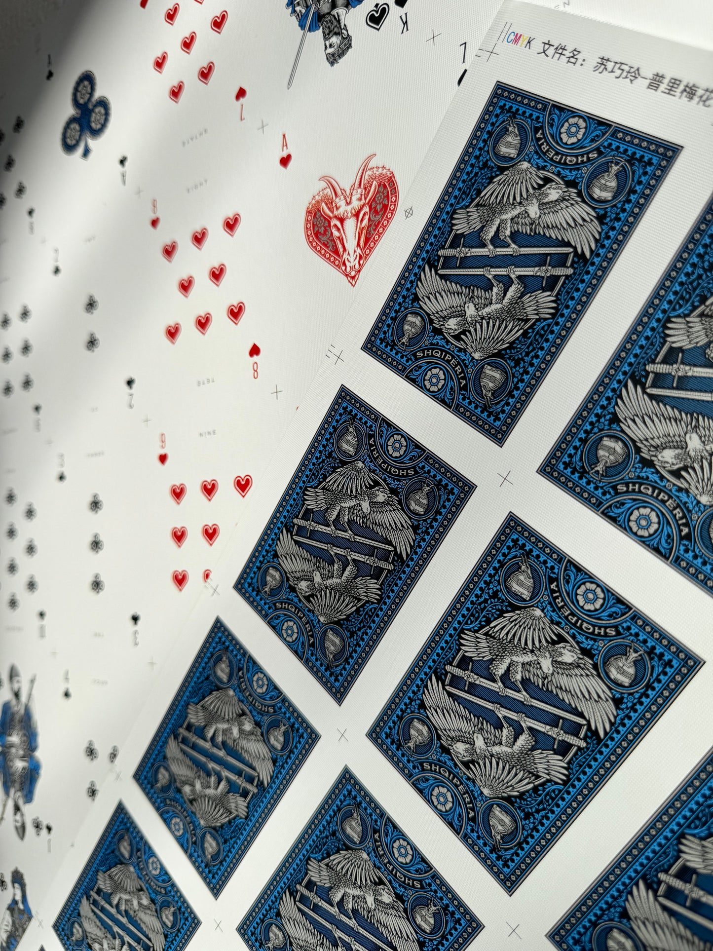 Playing Cards Uncut Sheet: Custom Blue and Silver Warrior Theme Art History