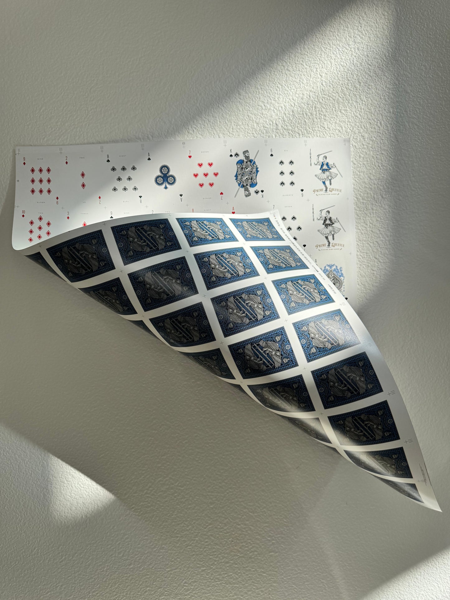 Playing Cards Uncut Sheet: Custom Blue and Silver Warrior Theme Art History