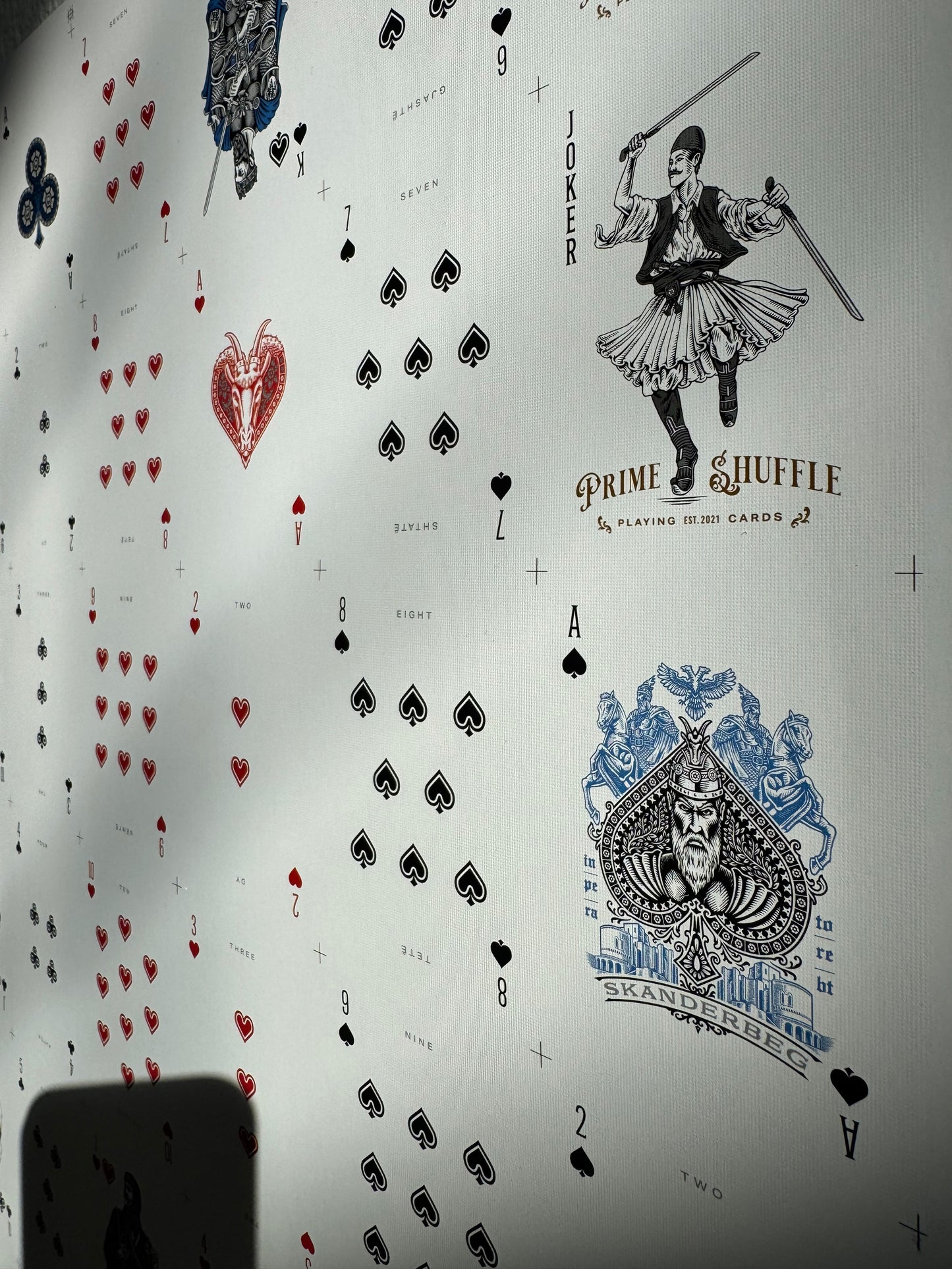 Playing Cards Uncut Sheet: Custom Blue and Silver Warrior Theme Art History