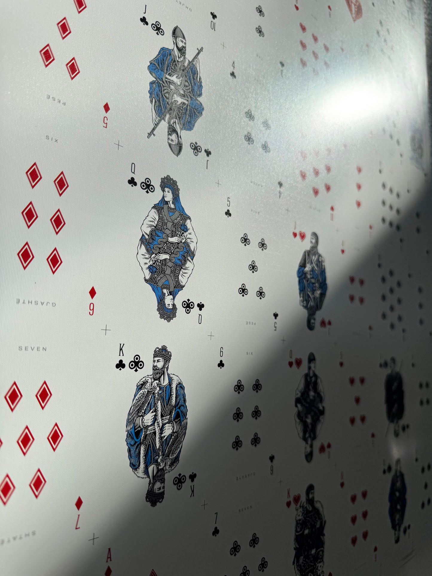 Playing Cards Uncut Sheet: Custom Blue and Silver Warrior Theme Art History