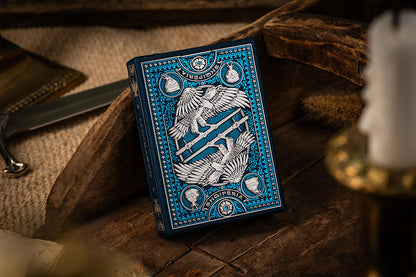 Custom Playing Cards: Skanderbeg of Albania Blue & Silver Foiled Gilded Deck