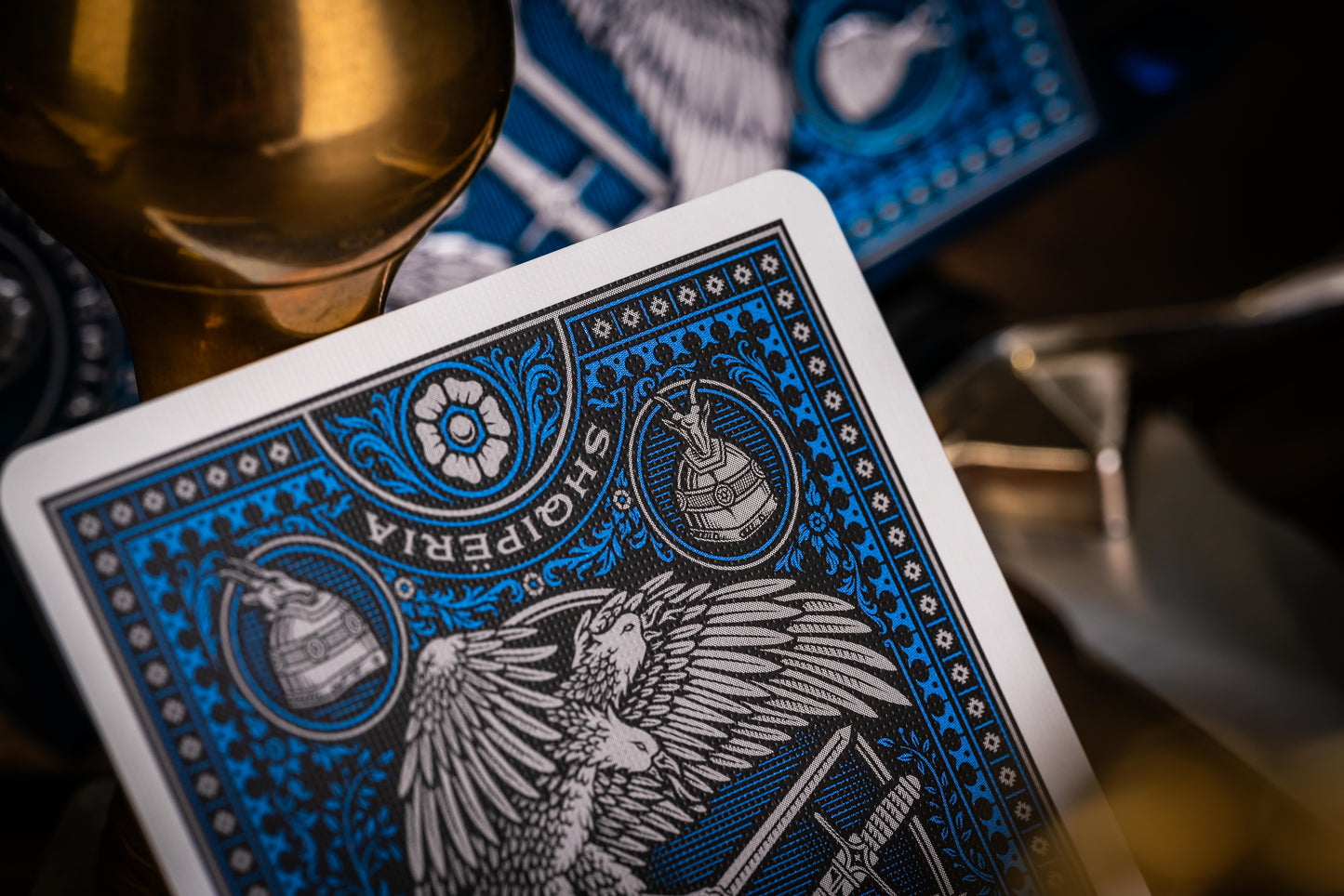 Skanderbeg, Limited to 500 Gilded (Shiny Edges) Sword of Power Playing Cards (Blue & Silver Foil)