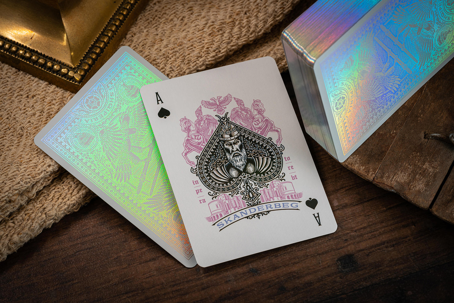 Skanderbeg, Savior Playing Cards (Holographic Tuck case, Gilded Edges, and Holo Back of Card)