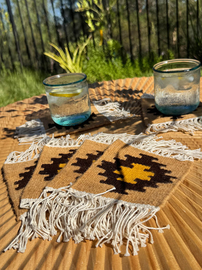 Handmade Wool Kilim Coaster - Beige/Brown (Set of 2)