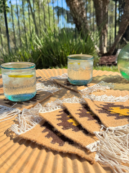 Handmade Wool Kilim Coaster - Beige/Brown (Set of 2)