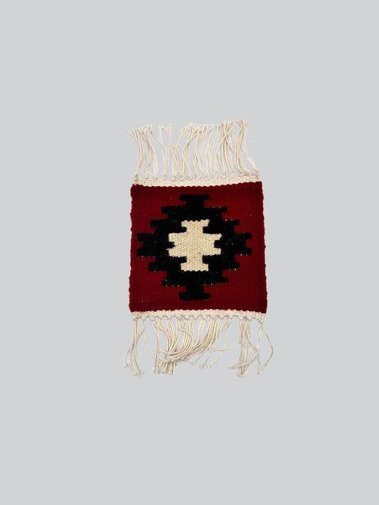 Handmade Wool Kilim Coaster - Red/Black (Set of 2)