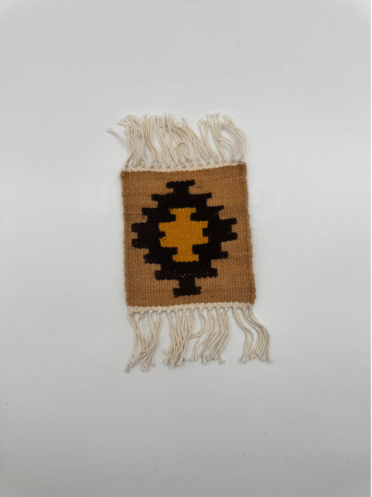 Handmade Wool Kilim Coaster - Beige/Brown (Set of 2)