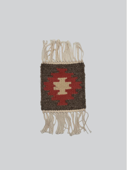 Handmade Wool Kilim Coaster - Grey/Pink 2 (Set of 2)