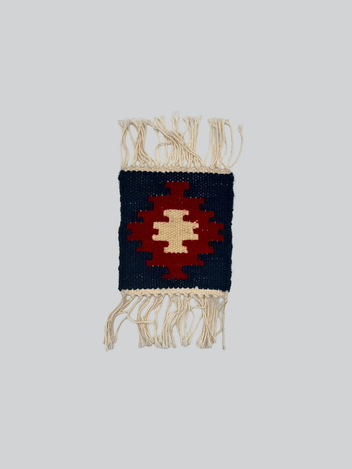 Handmade Wool Kilim Coaster - Blue/Red (Set of 2)
