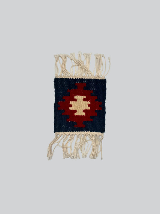 Handmade Wool Kilim Coaster - Blue/Red (Set of 2)
