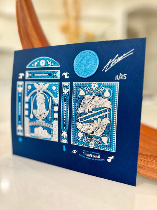 Skanderbeg, Un-Cut Tuck Case Sword of Power— Limited to 25 (Blue & Silver Foil)