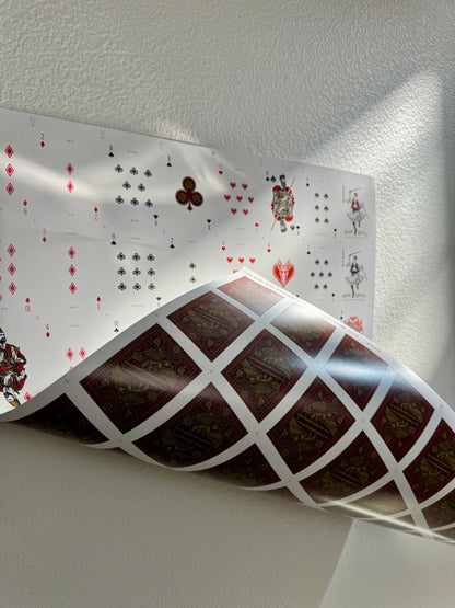 Playing Cards Uncut Sheet: Custom Red and Gold Warrior Theme Art History