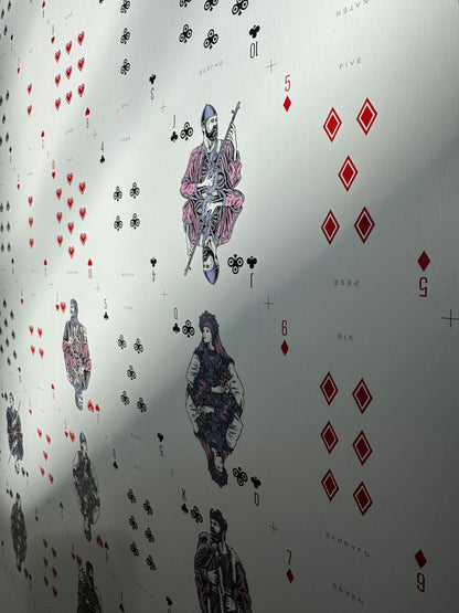 Playing Cards Uncut Sheet: Custom Holographic Warrior Theme Art History