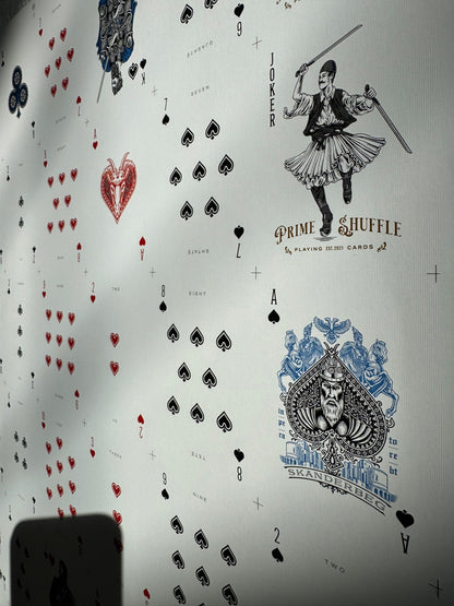 Playing Cards Uncut Sheet: Custom Blue and Silver Warrior Theme Art History